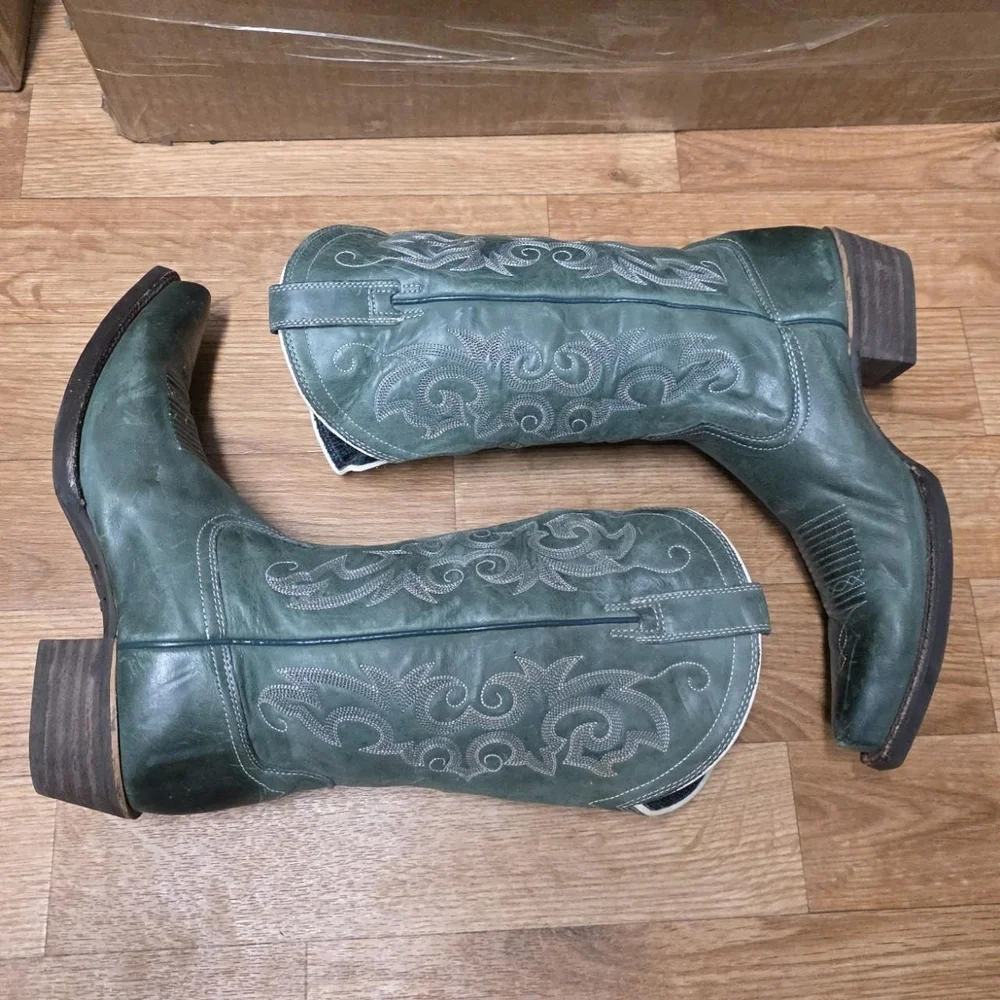 Ariat Western Cowboy Boots Womens Size 7.5 Green Teal - Picture 1 of 8